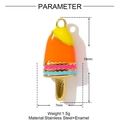 Macro view of 18mm enamel popsicle charm in stainless steel for DIY jewelry making - Yellow Orange Pink Blue Ice Cream Style (YF1014-2)