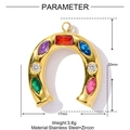 Macro detail of gold stainless steel horseshoe pendant with dimensions 20mm by 17mm - Gold Horseshoe Style (YF1089)