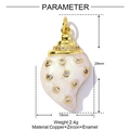 Detail showing shell pendant dimensions 29mm by 15mm with gold copper and enamel - Pink Shell (YF1106-1)