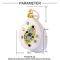 Dimensions détaillées du pendentif œil maléfique avec émail blanc et cristaux - Mauvais Œil Blanc (YF1092-1)