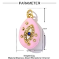 Vue détaillée de la taille et du poids d'un pendentif œil maléfique rose en acier - Mauvais Œil Rose (YF1092-2)