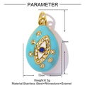 Détail du pendentif goutte œil maléfique en acier inoxydable avec émail bleu brillant - Mauvais Œil Bleu Clair (YF1092-3)