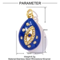 Détail du pendentif goutte d'eau en émail bleu avec dimensions et poids du bijou - Mauvais Œil Bleu Foncé (YF1092-4)