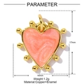Pink heart enamel charm pendant in gold-plated copper with precise size measurements - Pink Heart (YF1107-1)