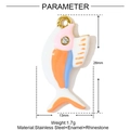 Detail of enamel fish pendant showing 26mm x 13mm size specs and 1.7g weight - Cartoon Fish Style-White Pink Orange (YF1143-2)
