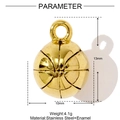 Detail of 13mm gold basketball pendant showing dimensions and stainless steel material - Gold Basketball Style (YF1180)