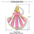 Parameter detail showing a 13x17mm striped pink enamel shell pendant made of copper - Pink White Shell (YF1108-1)