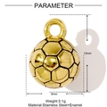 Macro detail of golden stainless steel soccer ball pendant with enamel texture and ring - Gold Soccer Style (YF1181)