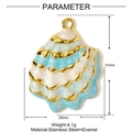 Détails techniques du pendentif coquillage doré en acier inoxydable et émail coloré - Style de Coquille-Rose Bleu (YF1144-2)