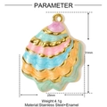 Détail des dimensions du pendentif coquillage avec une hauteur de 31mm et 25mm - Style de Coquille-Rayures à Quatre Couleurs (YF1144-3)