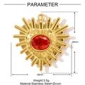 Vista de parámetros del colgante de corazón en acero inoxidable dorado con circón rojo central - Corazón de Sol Rojo (YF1149-2)