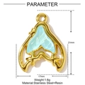 Tableau détaillé des tailles du pendentif queue de baleine dorée, hauteur 21 mm et largeur 17 mm - Style de Queue de Sirène-Bleu Clair (YF1145-3)