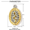 Detailed view of two-tone stainless steel oval pendant with golden snake motif, 25mm x 15mm - Oval Snake Relief (YF1191)
