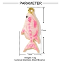 Pink enamel fish pendant made of stainless steel with dimensions 27mm by 11mm - Pink Fish Style (YF1163-1)