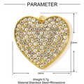 Vue détaillée du pendentif en forme de cœur avec strass, largeur 24mm et poids 3,7g - Cœur Pavé de Strass (YF1192)