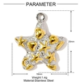 Vue macro d'un pendentif étoile bicolore avec des détails de cœurs dorés et dimensions - Étoile avec Décoration de Cœur (YF1194)