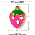 Detaillierte Maße des Erdbeer-Emaille-Anhängers mit 16mm Höhe, 11mm Breite und 1.2g Gewicht - Rosa Erdbeere Stil (YF1237)