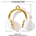 Detailed size parameters of the gold and white enamel headset pendant in stainless steel - White Headphone Style (YF1249-1)