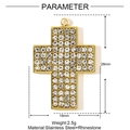 Dessin technique montrant les dimensions 26mm x 18mm du pendentif croix et son poids - Croix Pavée de Strass (YF1195)