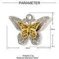 Détail du pendentif papillon bicolore en acier inoxydable, dimensions 26x20 mm - Papillon Ajouré Bicolore (YF1196)