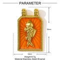 Λεπτομέρεια χρυσού μενταγιόν ψάρι 30x18mm από ανοξείδωτο ατσάλι με πορτοκαλί σμάλτο - Στυλ Πορτοκαλί Ψάρι Ανάγλυφο (YF1233-1)