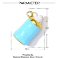 Detailed parameter view of 14mm blue enamel baby bottle pendant in stainless steel - Sky Blue Baby Bottle Shape (YF1263-1)