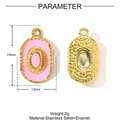Pink enamel oval pendant detail with dimensions 23mm by 13mm in stainless steel - Pink Cowboy Hat Oval Style (YF1227-2)