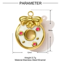 Detailed view of enamel donut pendant with 16mm height and 12mm width measurements - White Donut (YF1260-1)