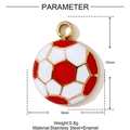 Details zum Fußball-Anhänger mit rotem Emaille-Finish und Goldrand für DIY-Schmuck - Rot-Weißer Fußball-Stil (YF1251-2)