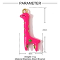 Tabella dei parametri del ciondolo a forma di giraffa in smalto rosa con misure e peso - Giraffa Cuore Rosa (YF1222-2)