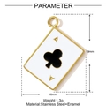 Détail macro du pendentif as de trèfle avec dimensions 19x16mm en acier inoxydable - Style Poker As de Trèfle Noir (YF1229-2)