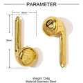 Detailed view of gold-plated stainless steel headphone pendants with size measurements - Headphones Shape (YF1283)