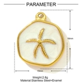 Detalle de colgante de estrella de mar de 16mm con esmalte blanco y acero dorado - Estilo Estrella de Mar Redonda Blanco (YF1322-2)