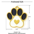 Detailed view of a 15mm gold stainless steel paw print pendant with enamel heart detail - Paw Print Heart Style (YF1355)