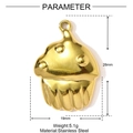 Detailed specs of cupcake-shaped gold stainless steel pendant with weight and size info - Cupcake Shape (YF1272)