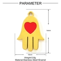 Dimensioni dettagliate del ciondolo mano di Hamsa in acciaio con cuore in smalto rosso - Stile Mano di Hamsa Cuore (YF1357)