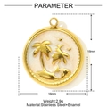 Parámetros detallados de tamaño del colgante de palmera dorada de 18mm con peso y medidas - Estilo Cocotero Redondo Blanco (YF1323-3)