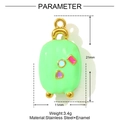 Detailed view of green enamel suitcase pendant with dimensions 21mm by 11mm - Fruit Green Suitcase Style (YF1408-1)