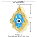Détails du pendentif main de Fatima en opale bleue avec dimensions de 23mm x 15mm - Style Main de Fatma (YF1381)