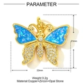 Detail of blue opal butterfly pendant with zircon inlay and 21x22mm dimensions - Butterfly Shape (YF1388)