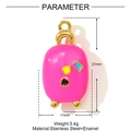 Pink suitcase enamel pendant in stainless steel with 21mm height and 3.4g weight detail - Pink Suitcase Style (YF1408-5)