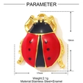 Parameter view of ladybug enamel pendant showing 19mm height and stainless steel material - Red And Black Ladybug Style (YF1409)