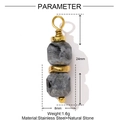 Detail showing 24mm handmade natural stone pendant with gold-plated stainless steel wire - Gray Double Bead Style (YF1416-3)
