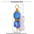 Detail view of blue natural stone pendant with 24mm length and stainless steel components - Dark Blue Double Bead Style (YF1416-4)