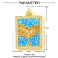 Détail pendentif arbre de vie en cuivre avec opale bleue et zircons incrustés - Style Rectangle Arbre de Vie (YF1384)