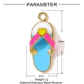 Detailed macro view of an enamel flip-flop pendant with dimensions 20mm by 8mm - Blue Heart Flip-flop (YF1439-2)