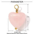 Pink heart-shaped natural stone pendant with gold stainless steel wire wrapping - YF1417-1