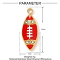 Fashionable red enamel rugby ball pendant with gold plating and rhinestones - Red And White Rugby (YF1472-1)
