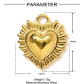 Technical dimensions of gold heart pendant with sunburst texture in stainless steel - Sunburst Heart Style (YF1459)