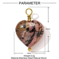 Detail showing 21mm x 14mm heart-shaped pink stone pendant with dimensions and weight info - Pink Textured Heart Style (YF1417-4)